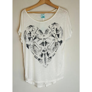 Enough About Me Womens Medium Skeleton Heart Tee